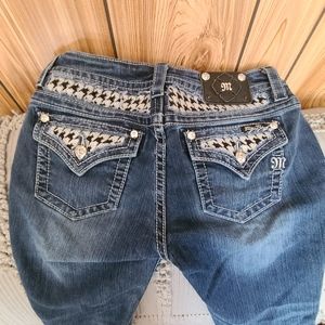 MISS ME Women's MID-RISE SKINNY bling pocket JEANS